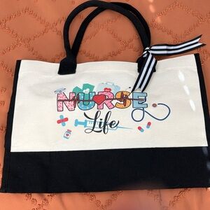 Nurse Life Canvas Tote Bag - Black and White